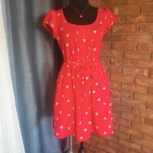 Xhilaration Lightweight Spring/Summer Dress Salmon w/Antique Bikes - Size M